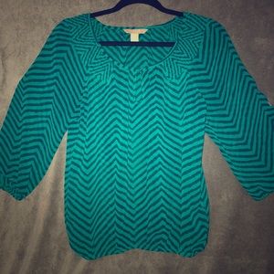 Chic blouse, banded sleeves and waist.